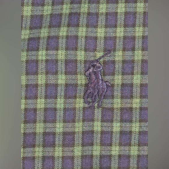Ralph Lauren long sleeve, button down men’s shirt. Nice green/blue plaid. Large! - Picture 2 of 7